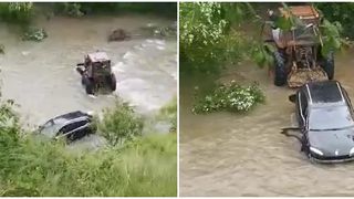 Doi tineri au părăsit partea carosabilă și au plonjat direct în albia râului Ruscova