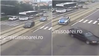VIDEO - Urmărire ca în filme în Timișoara: Un șofer fără permis a fost oprit cu focuri de armă/ Un polițist a fost rănit