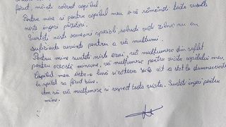 Mama bebelușului a ținut să le mulțumească medicilor de la spitalul de pediatrie printr-o scrisoare.