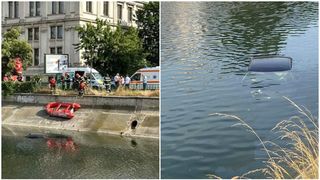 Un șofer beat a plonjat cu mașina în Dâmbovița, în fața Curții de Apel București. Traficul rutier este restricționat