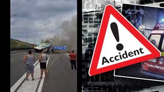 Camion cuprins de flăcări pe A10. Ce au transmis autoritățile