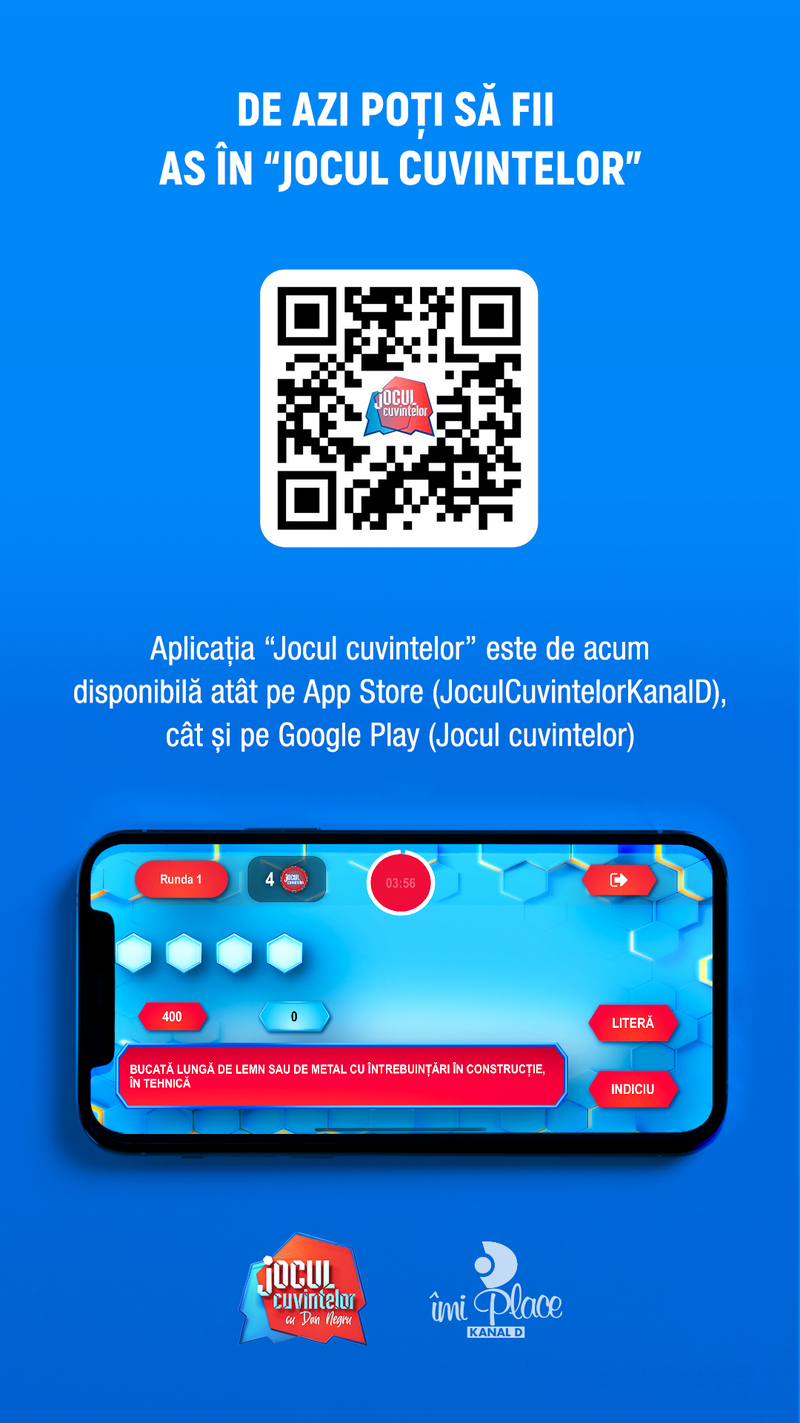 De astăzi poţi sa fii as în “Jocul cuvintelor”! Emisiunea fenomen, prezentată de Dan Negru la Kanal D, are aplicaţie pentru telefonul mobil!