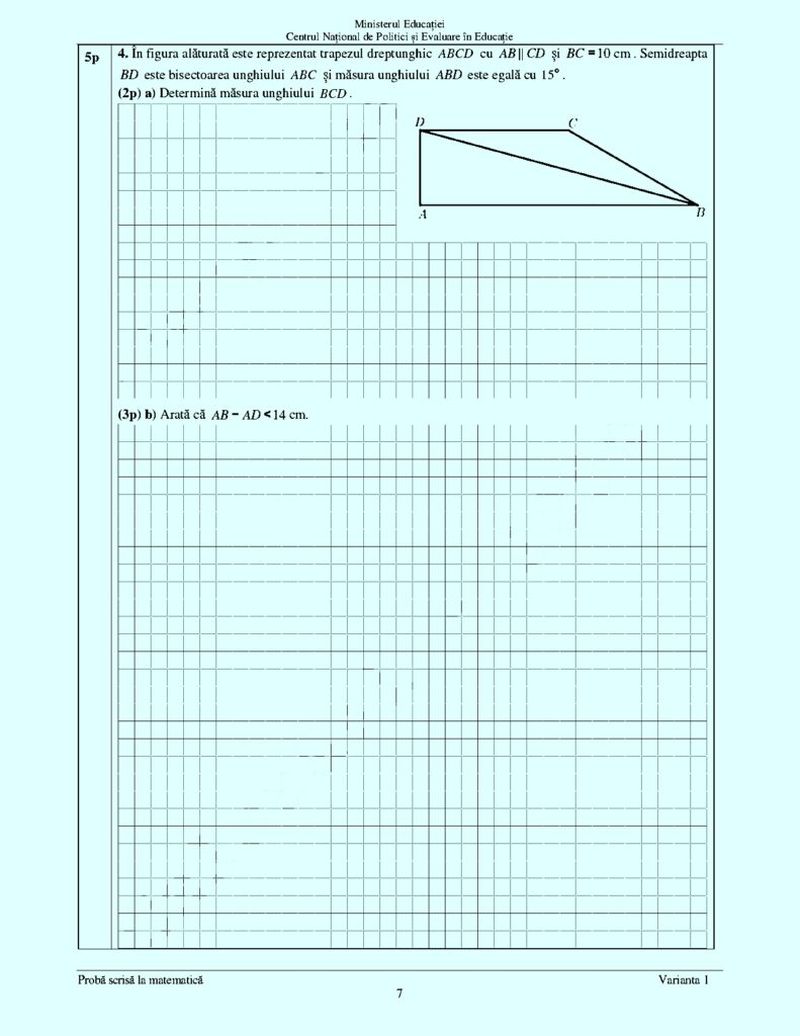 Barem Matematică Evaluare Națională 2023. Cu cât va fi punctat fiecare subiect. Ce subiecte au primit elevii