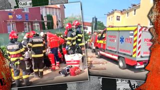 VIDEO - Tavanul unui imobil s-a prăbușit peste mai mulți muncitori, în Apahida, județul Cluj