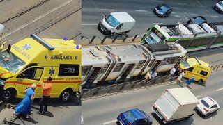 Un tramvai s-a ciocnit frontal cu o ambulanţă pe Şoseaua Ştefan cel Mare, din Capitală