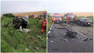 FOTO - O tânără de 19 ani a murit pe locul din dreapta, după ce două mașini s-au izbit puternic. Șoferii se află în stare gravă