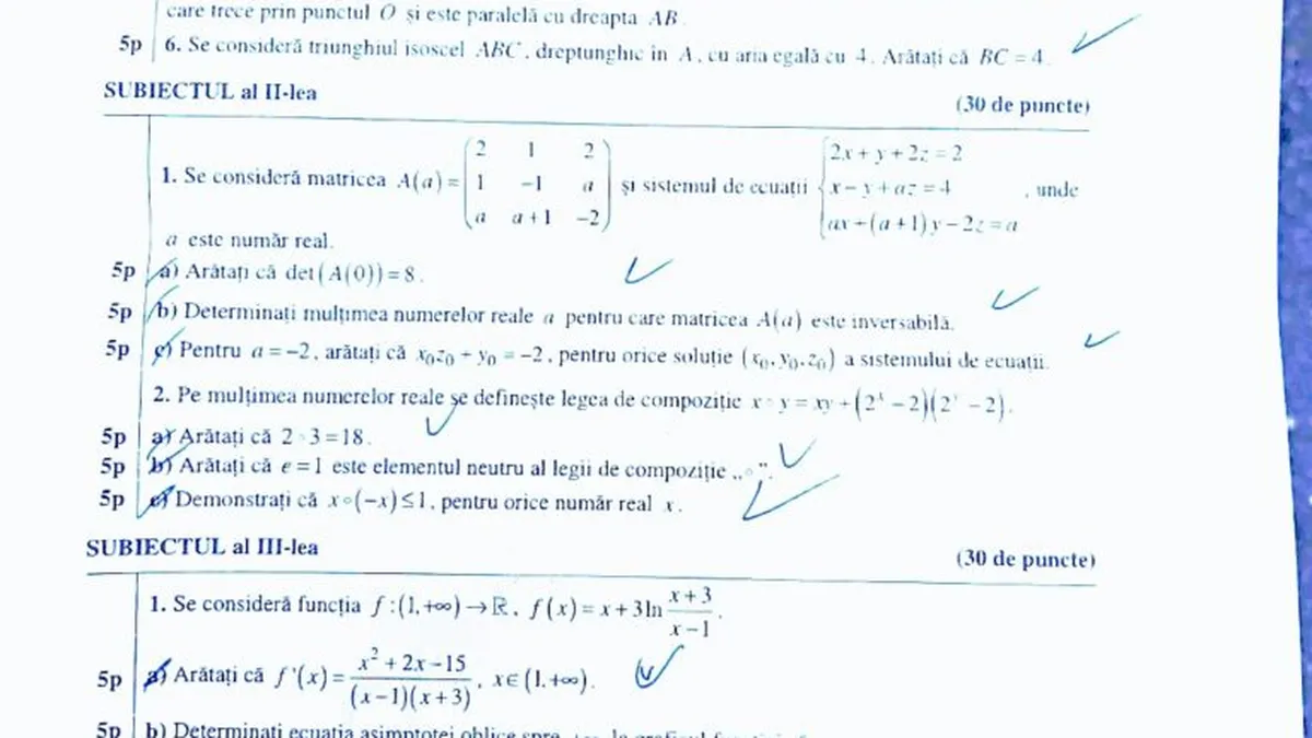 Subiecte Matematică BAC 2023. Ce subiecte au picat azi la Bacalaureat ...
