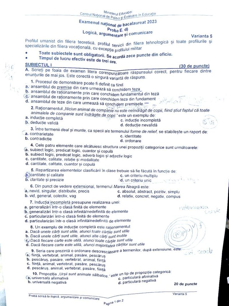 Barem Logică BAC 2023 Edu.ro. Cum se rezolvă corect subiectele?