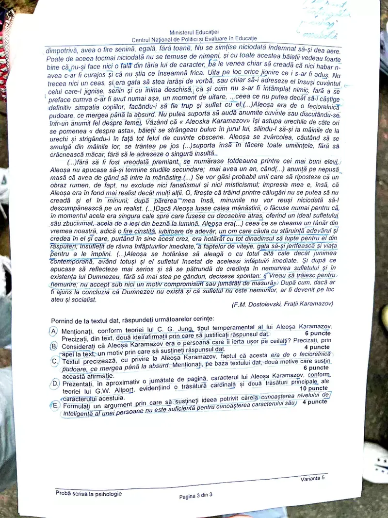 Barem Psihologie BAC 2023 Edu.ro. Iată rezolvarea corectă a subiectelor!