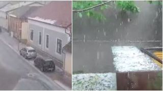 VIDEO - Ploi torențiale și grindină în județul Sălaj. Cod de vreme nefavorabilă până la ora 15.30