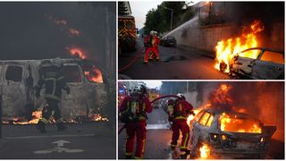 &Icirc;n noaptea de miercuri spre joi, protestatarii au incendiat mașini, tomberoane și elemente de mobilier stradal &icirc;n suburbiile Parisului.