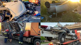 Un român se află în stare gravă la spital după un accident în lanț pe o autostrada din Ungaria. Duba în care se afla a ajuns un morman de fiare