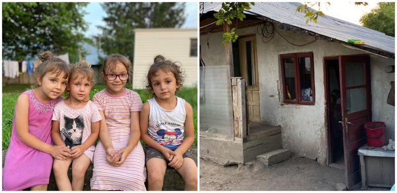 Cei patru copii stăteau într-o cămăruță din chirpici, alături de bunica lor.