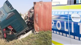 Un TIR încărcat cu ulei alimentar s-a răsturnat pe DN 2A. Ce au transmis autoritățile