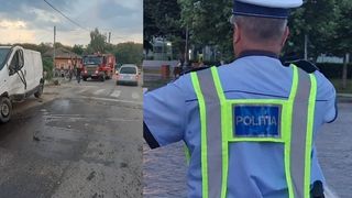 Un bărbat a fost reținut după ce a produs un accident și a fugit de la locul faptei, deși copiii aflați în autoutilitară erau răniți