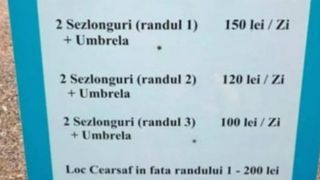 Tarife pentru &icirc;nchirierea șezlongurilor și pentru amplasarea cearșafurilor &icirc;n Mamaia.
