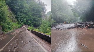VIDEO - Fenomenele meteorologice extreme au afectat mai multe zone din țară. Pe DN7C-Transfăgărășan, în zona Valea lui Stan, drumul a fost blocat din cauza aluviunilor