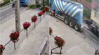 O cisternă a lovit o mașină care intră pe contrasens