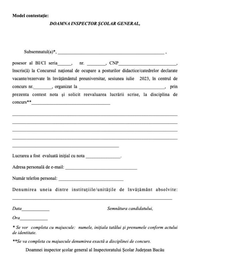 Titularizare 2023. Când se depun contestațiile? Model de cerere!
