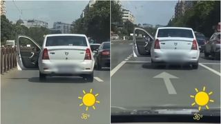 Un șofer a condus pe străzile din București cu portiera deschisă pentru a scăpa de căldură