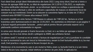 Postarea bărbatului care a primit o factură la energie de aproape 8000 de lei.
