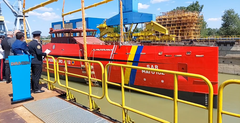 A doua navă multirol a fost lansată la apă la Şantierul Naval din Galaţi