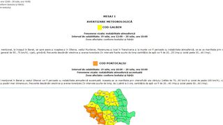 Triplă avertizare meteo în România! Județele vizate de vreme rea!