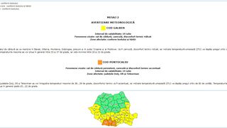 Triplă avertizare meteo în România! Județele vizate de vreme rea!