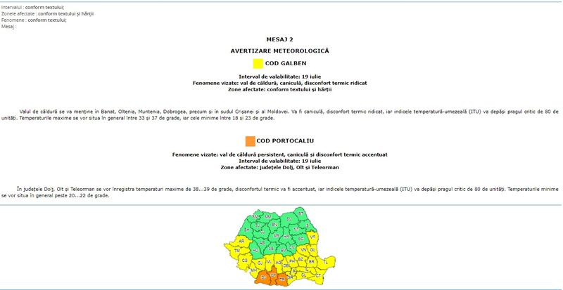 Triplă avertizare meteo în România! Județele vizate de vreme rea!