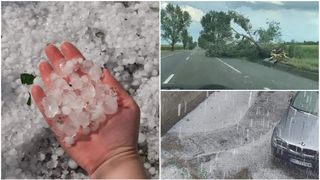 FOTO/VIDEO - Pământul a fost învelit cu un covor alb de gheață, în urma fenomenelor meteo extreme. Grindina a pus stăpânire pe România