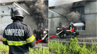 Incendiu la o hală de depozitare din localitatea Ungheni, județul Mureș