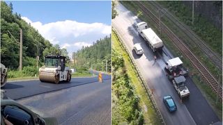 VIDEO - A început asfaltarea pe Drumul Național 1, pe ruta ce leagă Brașovul de Predeal. Lucrările de amenajare a asfaltului, gata înainte de termen