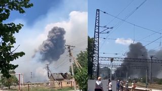 Ucraina, atac cu drone  &icirc;n Munții din Crimeea.  Un nor dens de fum a apărut pe rază de mai mulți kilometri