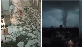 Râuri de gheață pe străzile unui oraș din Italia.