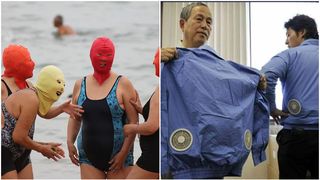 FOTO - Motivul inedit pentru care japonezii poartă geci la peste 30 de grade Celsius. Chinezoaicele își acoperă fața cu „Facekini”: „Un mod de răcire inteligent”