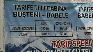 Tarife telecabină Bușteni - Babele