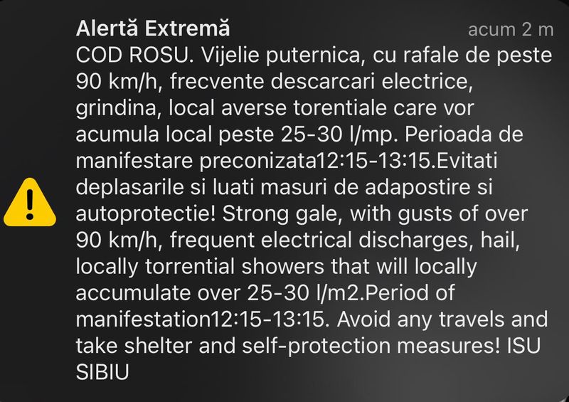 Zi de foc, dar și de vijelii, în România! Temperaturile sunt la extreme / Anunțul ANM: „Cod roșu de vijelie puternică”