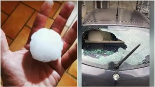 Bucăți uriașe de gheață s-au desprins din ceruri! Grindina face ravagii în Europa. „Bulgării” de gheață au până la 19 cm în diametru