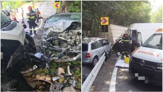 FOTO/VIDEO - O familie a ajuns în stare gravă la spital, în urma unui accident grav pe DN 2, în Vrancea. Fetița cea mică, de doar 12 ani, a fost preluată cu elicopterul SMURD