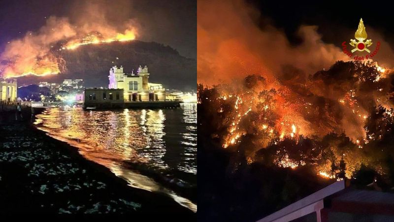 Clipe de coșmar într-un autobuz care traversa Sicilia. Pasagerii nu au putut să-și continue drumul din cauza flăcărilor. Incendii Italia 2023