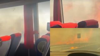 Clipe de coșmar &icirc;ntr-un autobuz care traversa Sicilia. Pasagerii nu au putut să-și continue drumul din cauza flăcărilor. Incendii Italia 2023