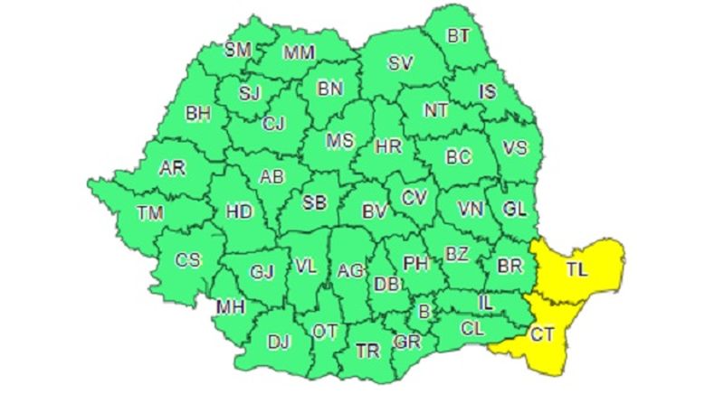 Cod galben de furtuni și vijelii în România. Harta zonelor afectate! Până când este valabil?