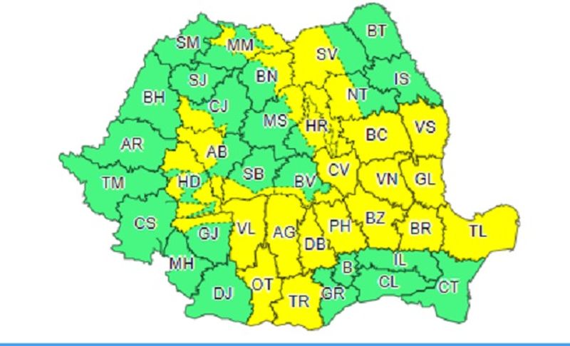 Cod galben de furtuni și vijelii în România. Harta zonelor afectate! Până când este valabil?