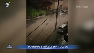 VIDEO - Potop pe străzile din Tulcea. Pompierii au intervenit de urgență pentru evacuarea a trei persoane surpinse de viitură