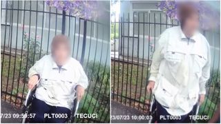VIDEO - Momentul în care o cerșetoare în scaun cu rotile din Tecuci se „însănătoșește miraculos”. La vederea polițiștilor, handicapul femeii a dispărut ca prin minune: „Hai sus, ridică-te frumos!