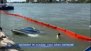 VIDEO - Incident pe Dunăre, la Sulina: Cinci bărci au fost distruse de un remorcher