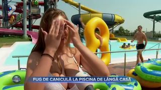 VIDEO - Românii fug de caniculă la piscina de lângă casă