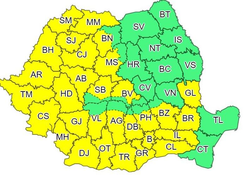 Vremea se schimbă radical în România! Zonele lovite de ploi torențiale, grindină și vijelii. 19 județe intră sub avertizări cod galben și portocaliu de vreme severă