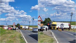 VIDEO - Accident între o locomotivă și un TIR, încărcat cu îngrășăminte chimice. Autoritățile au intervenit de urgență