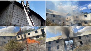 Incendiu puternic la Mănăstirea Delta Neajlovului. Flăcările au cuprins chiliile mănăstirii, dar și vegetația uscată din apropiere